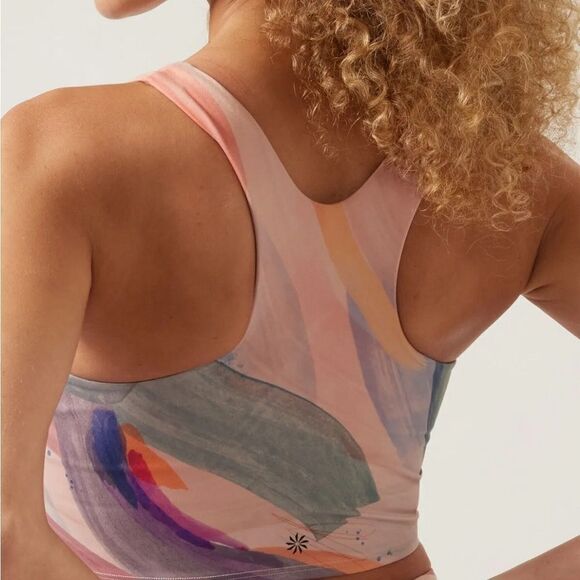 NWT Athleta Conscious Crop Top Printed 1X. Vibrant Pink Orchid. - Picture 3 of 9